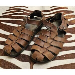 Mephisto Mens Sandals US 9 Euro 43 Sam Brown Textured Leather Fisherman Roman